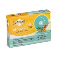 JUANOLA PROPOLIS MIEL Y ZINC  24 PASTILLAS DE GOMA SABOR EUCALIPTO