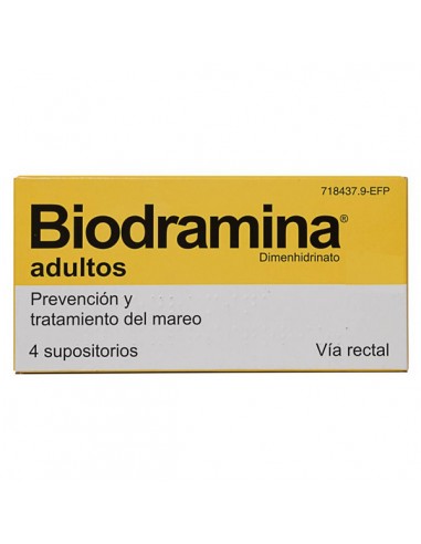 BIODRAMINA 100 MG 4 SUPOSITORIOS