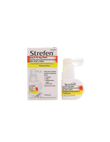 STREFEN SPRAY 8,75 MG/DOSIS SOLUCION PARA PULVERIZACION BUCAL 1 FRASCO 15 ML (SABOR MIEL Y LIMON