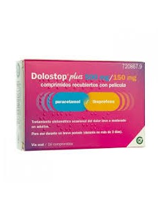 DOLOSTOP PLUS 500 MG/150 MG 16 COMPRIMIDOS RECUBIERTOS