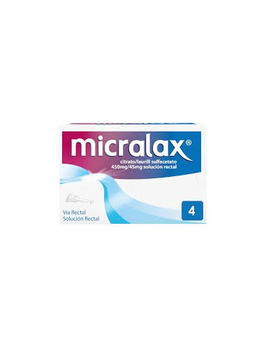 MICRALAX CITRATO/LAURIL SULFOACETATO 450 MG/ML + 45 MG/ML SOLUCION RECTAL 4 ENEMAS 5 ML